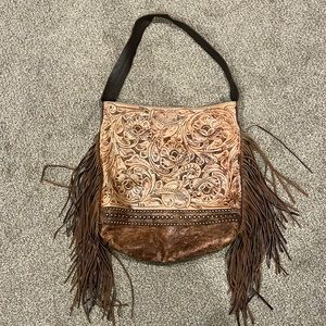 Hand Tooled Leather Over the Shoulder Bag